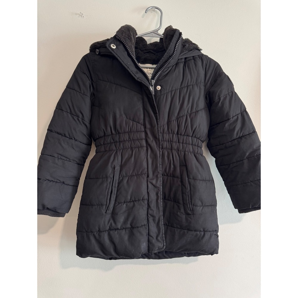 Abercrombie & Fitch A&F Ultra Puffer Jacket Girls 7/8 Black Lined Parka Coat